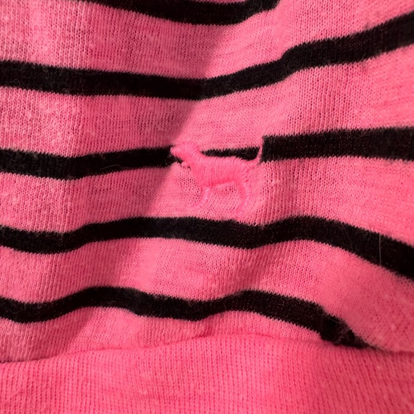 Victorias Secret PINK long sleeve pink black striped top - Picture 3 of 5